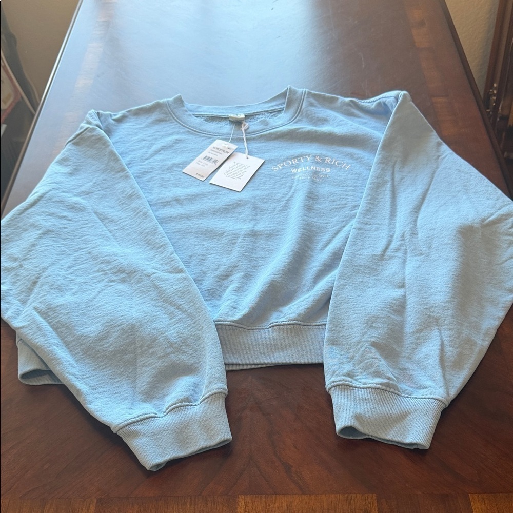 Sporty & Rich Light Blue Crew Neck Sweater